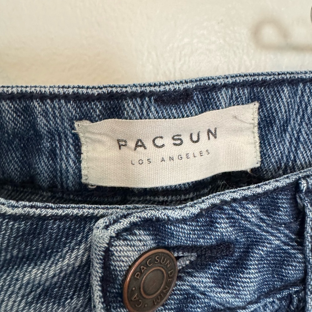 Pacsun Blue Denim Striped High Rise Mom Jeans Size 25 - Picture 3 of 6